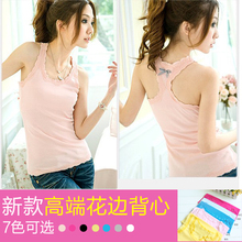Women's solid color cotton lace camisole camisole small bottoming shirt Leggings Women