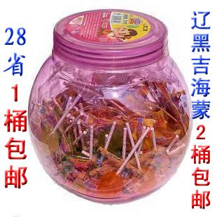  28省包邮 不二家 水果味棒棒糖60支桶装 桃 哈密瓜 葡萄香橙375