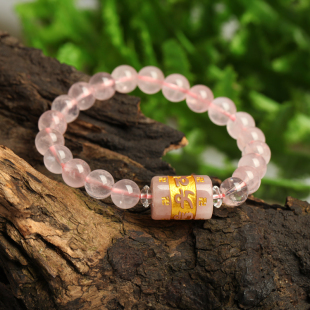  开光平安符粉晶手链吉祥物 属猪吉祥物护身符 化解犯太岁