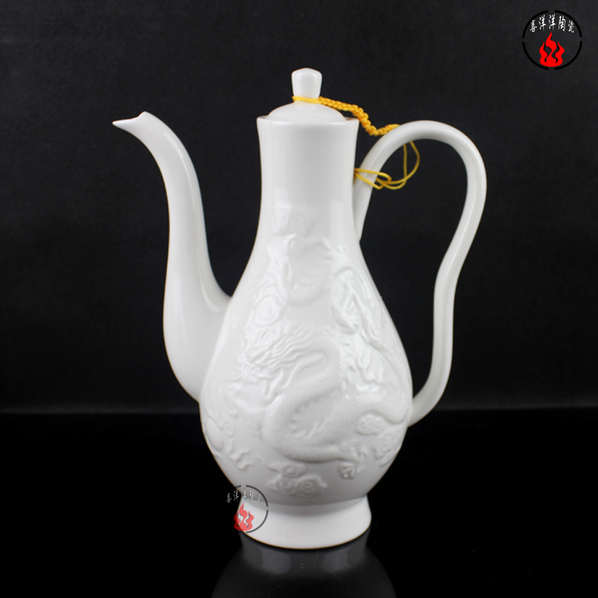 古式浮雕龙白瓷酒壶陶瓷分酒器 酒具套装家用酒壶特价包邮|msdalam kategori pinggan mangkuk, Flagon/Wineglass/Wine, rumah bekas anggur - dari Buy2taobao.com untuk memberikan perkhidmatan ejen Taobao profesional membeli