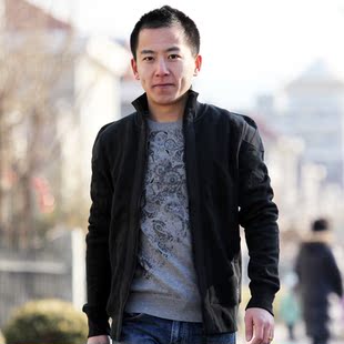  JackJones/杰克琼斯正品 男式黑色立领拉链外套夹克24045