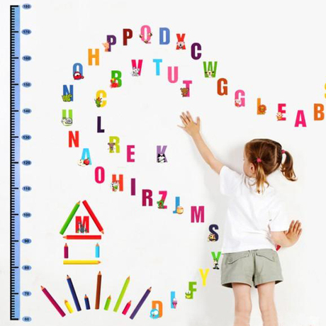 英语字母身高贴墙壁贴纸儿童墙贴墙绘墙贴贴纸