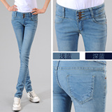 taobao english Free shipping new Slim-breasted jeans female Korean version of the influx feet pants, pencil pants casual eldest daughter Pants Plus Size