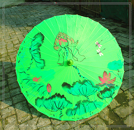 Dance Umbrella Lotus Craft umbrella YouZhiSan the lotus pool by moonlight Dance Umbrella Large Silk umbrella Green Whitein the Home accessories , Craft umbrella category - from Buy2taobao.com to provide professional Taobao agent buy service