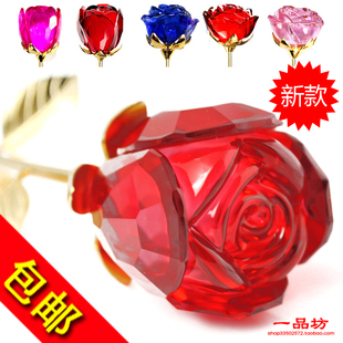  情人节礼物 包邮 新款大号 水晶玫瑰花摆件 生日 送女友 创意结婚