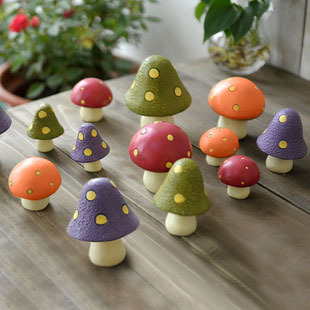 zakka杂货 树脂工艺品 森系可爱蘑菇摆件 创意迷你三件套拍摄道具