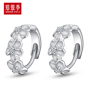  郑银季 耳饰925纯银饰品 女 银 耳钉 韩国可爱花朵耳扣 韩版 包邮