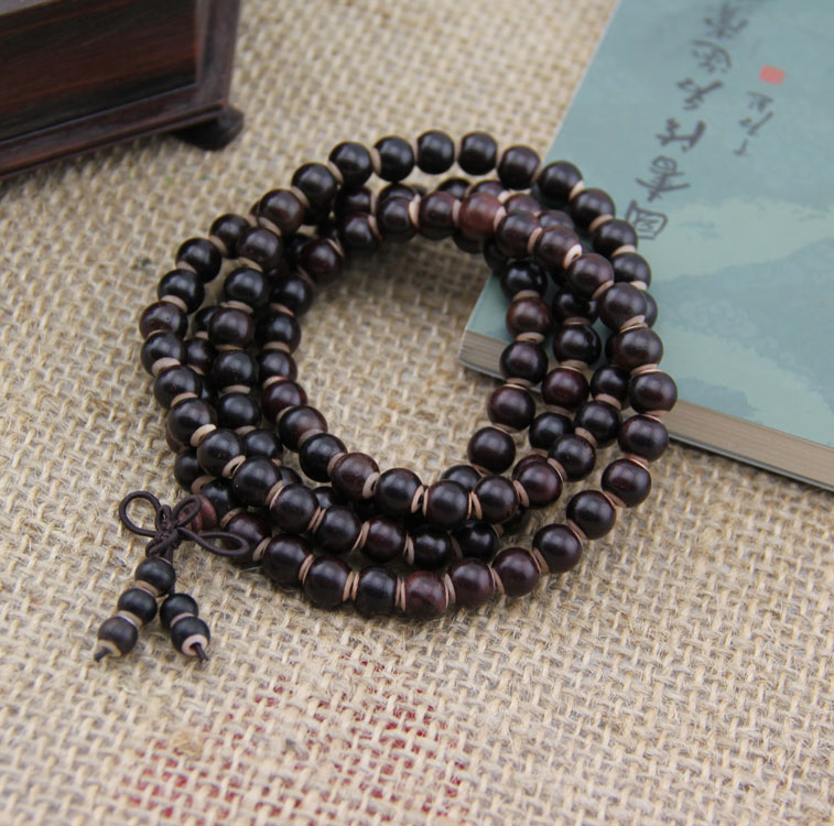 木质手珠手串佛珠手链 黑檀加牙珠牛骨 8mm1