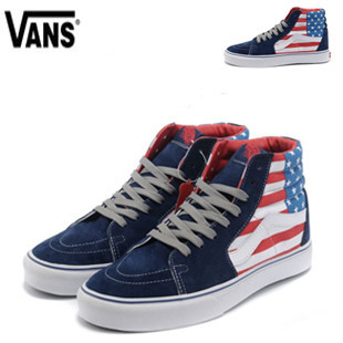  新款vans 万斯高帮美国国旗专柜正品男鞋休闲鞋反毛皮系带滑板鞋