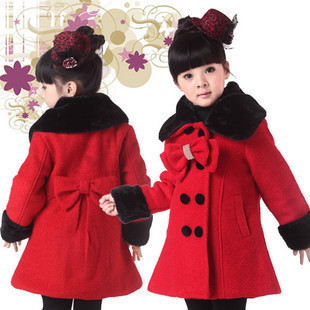  童装 女童 冬装呢大衣中大女装儿童棉衣宝宝衣服开衫毛呢外套