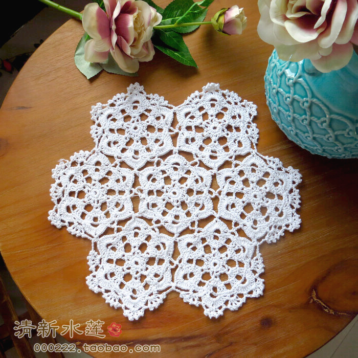 fresh Handmade crochet Crochet flower Lace Cotton weave European style Round table decorate Cushion Beigein the Home Fabric , Table cloth , Placemats category - from Buy2taobao.com to provide professional Taobao agent buy service