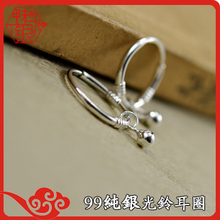 999 sterling silver 1000 fine silver female models male models anti-allergic Korean version of a concise fashion Aperture light bell sterling silver ear rings earrings