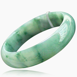  珍稀缘 老坑翡翠手镯a货 镇店阳绿冰种宽版圆玉镯子正品玉器证书