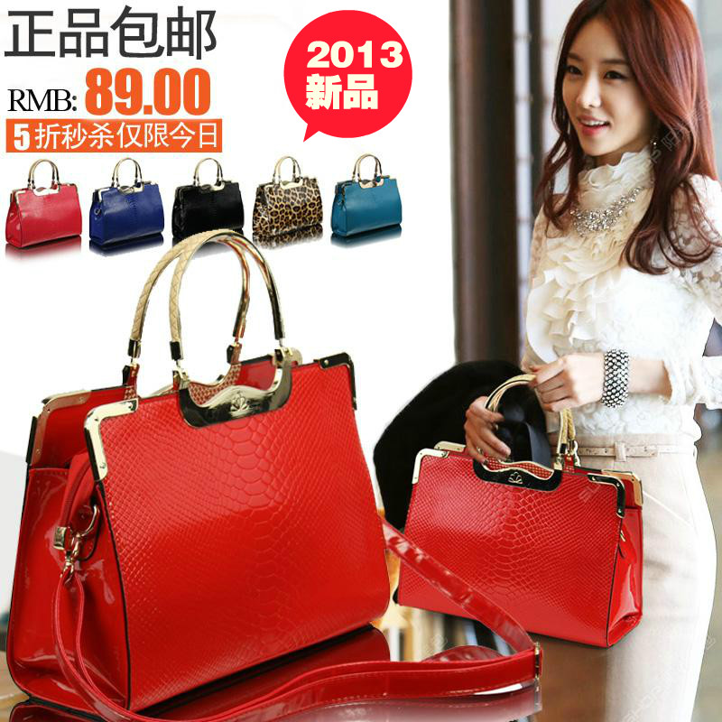 新娘包2013新款女包包潮漆皮时尚女士手提斜挎包红色新娘包结婚包鳄鱼纹 新娘包2013新款女包包潮漆皮时尚女士手提斜挎包红色新娘包结婚包鳄鱼纹