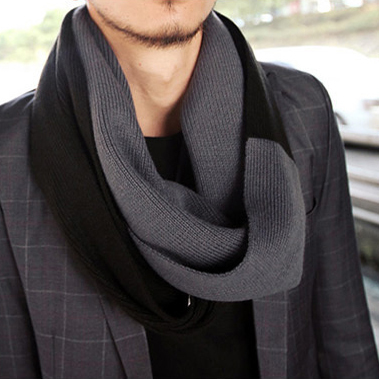 绅士款围脖男士拼色围脖...