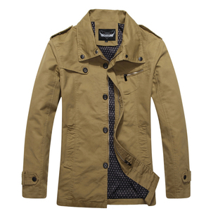  春季男装薄款中长款夹克衫外套 以纯版型韩版潮男士修身外套