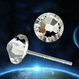  正品925纯银耳钉女 银饰耳饰 韩国可爱水晶耳环 饰品男士 防过敏