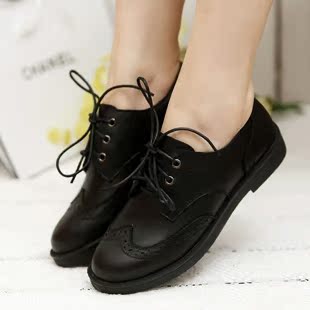  春款 复古英伦真皮低帮单鞋洛克雕花镂空皮鞋中性百搭女鞋