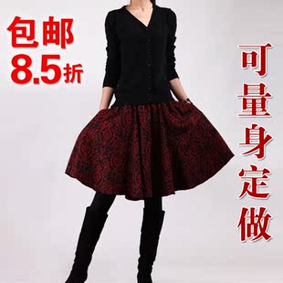  高档毛呢半身裙 秋冬高腰a字裙中裙百褶裙大码冬季裙子 冬裙半裙