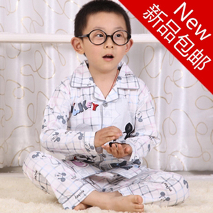  包邮 夏季长袖 短袖 100%纯棉 儿童睡衣 男孩 女 小孩家居服套装
