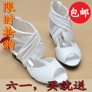  包邮年夏季女童凉鞋 韩版交叉盘带儿童PU凉鞋 鱼嘴公主鞋学生