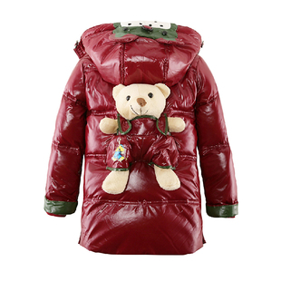  米琪童小鸭 反季儿童羽绒服 男童羽绒服中长款立体小熊