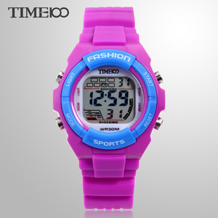  TIME100时光一百 可爱童真个性数字多功能运动电子表多彩儿童表