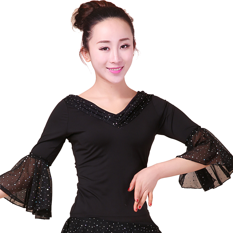 广场舞蹈服装新款跳舞衣成人拉丁舞上衣喇叭袖演出服练功服交谊舞在类目 运动/瑜伽/健身/球迷用品, 舞蹈/健美操/体操, 拉丁舞, 拉丁舞上装中 - 来自Buy2taobao.com提供专业的淘宝代购服务