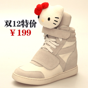  春季新款hello kitty高帮鞋 内增高韩版 潮 休闲厚底松糕鞋女