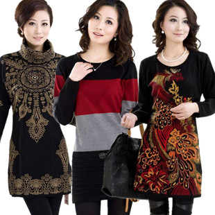 秋冬季加肥大码加厚<em>毛衣</em>裙子新款<em>中老年人</em>针织