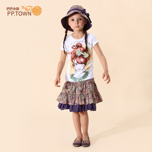  [pptown]品牌童装 女童短裙半身裙夏装儿童裙子 双层秋季裙子0436