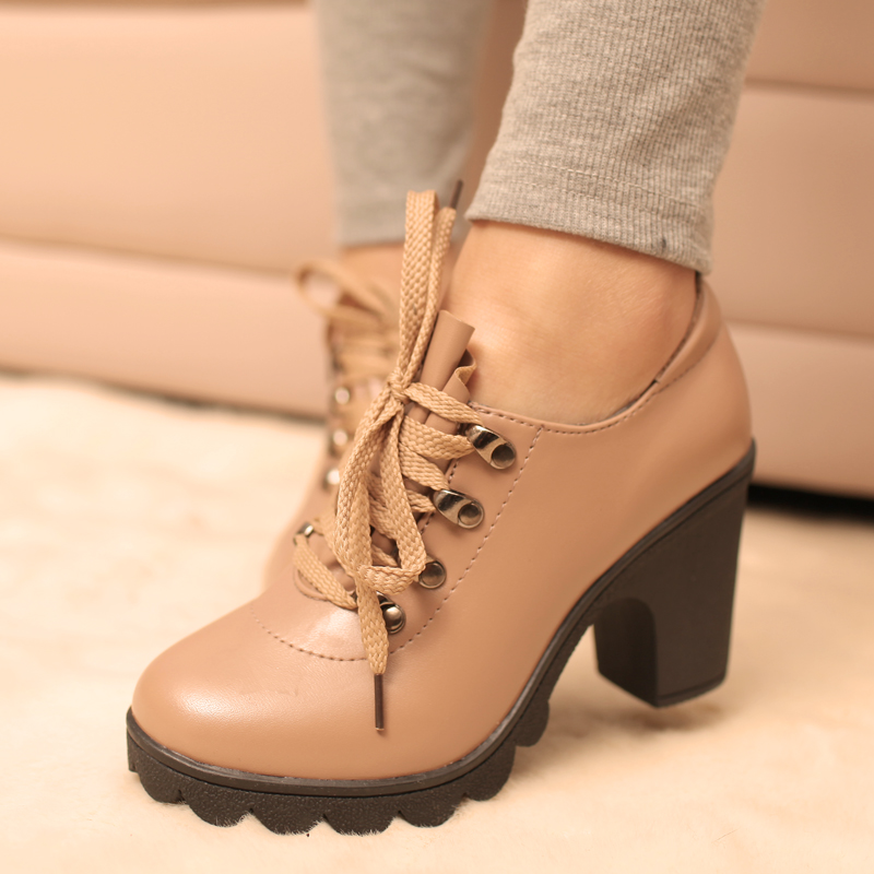 英伦防滑底防水台粗跟...