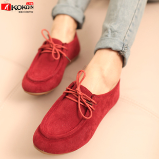  春季新款新品复古英伦风圆头系带经典平跟平底工作鞋单鞋女鞋子