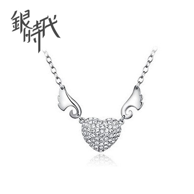 银时代专柜正品【心翼】爱心翅膀项链 925纯银饰品 银时代专柜正品【心翼】爱心翅膀项链 925纯银饰品