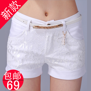  夏装新款蕾丝时尚休闲大码短裤 女 韩版潮修身显瘦高腰热裤子
