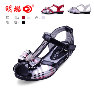 18686正品清仓特价明璐童鞋夏款女童儿童凉鞋鱼嘴水钻蝴蝶结丁字