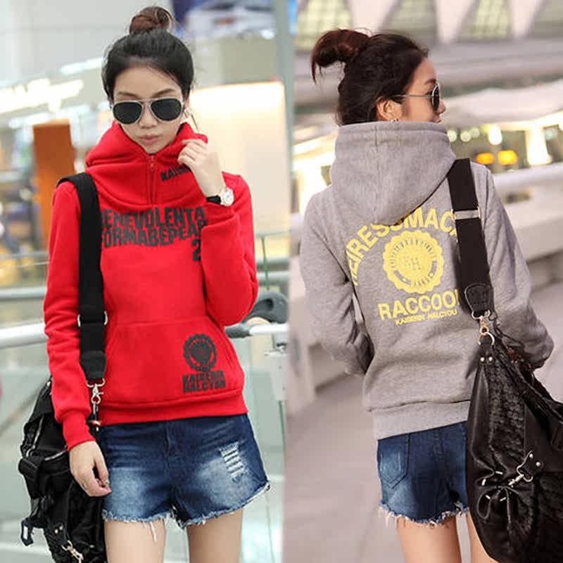 2013连帽长袖<em>女士</em>抓绒卫衣女<em>外套</em>韩版<em>春装</em>拉