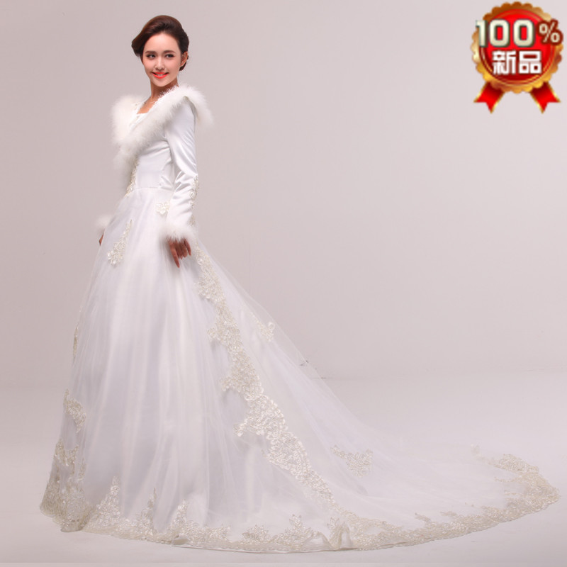 婚纱礼服结婚季 新款2013 秋冬季新娘毛领长袖婚纱保暖婚纱拖尾婚纱白色 婚纱礼服结婚季 新款2013 秋冬季新娘毛领长袖婚纱保暖婚纱拖尾婚纱白色