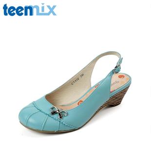 TEENMIX/天美意羊皮CTA32D女凉鞋春季新品蝴蝶结中跟