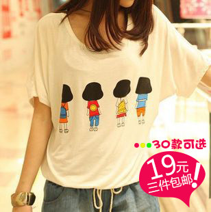 Modal t-shirt woman short sleeves women's summer clothing loose early summer white t-shirt women Korean batwing coat with short sleeves 3 packs-mail