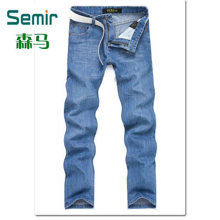 Semir/森马牛仔裤男 修身直筒 秋冬韩版 怀旧浅蓝男式牛仔裤 包邮