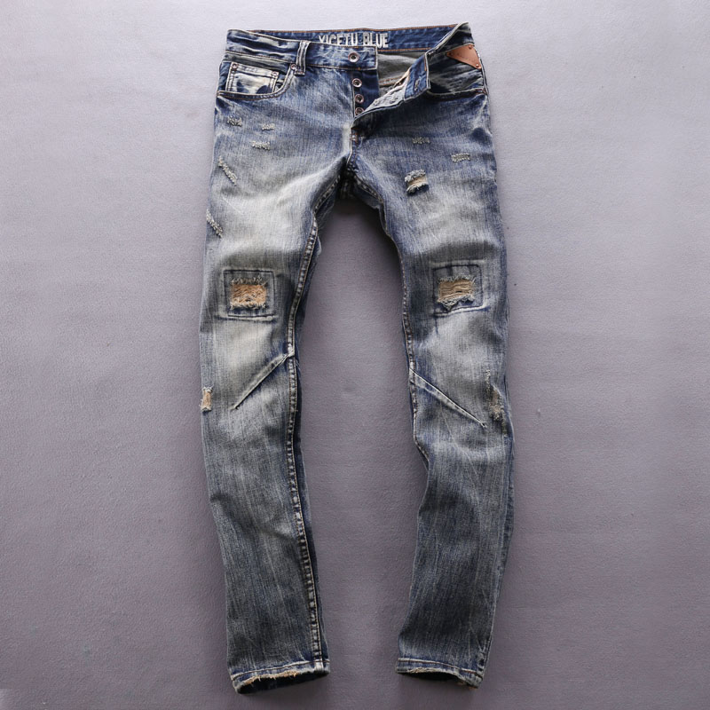 破洞牛仔裤男2019秋季水洗磨白补丁韩版潮流修身直筒青年乞丐裤子|msdalam kategori Pakaian Lelaki, seluar jeans - dari Buy2taobao.com untuk memberikan perkhidmatan ejen Taobao profesional membeli