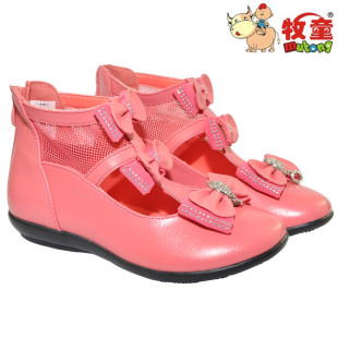  牧童正品童鞋 女儿童镶钻单鞋 公主牛皮真皮鞋 夏季镂空皮鞋R1015