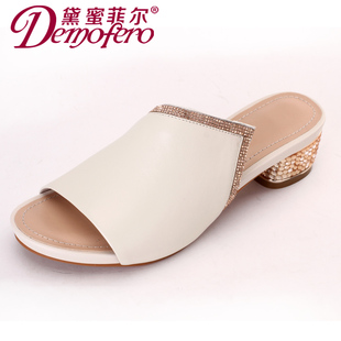  夏季女款一字拖女厚底 韩版女个性潮流时尚真皮拖鞋 时尚品牌凉拖