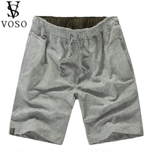  VOSO/沃索男士夏装新品纯棉宽松休闲运动沙滩短中五分短裤子