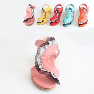  包邮夏季新款外贸原单时尚儿童凉鞋魔术贴露趾绣花女童鞋