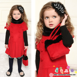  新年公主驾到冬裙女童装韩版棉羊绒秋冬连衣裙公主裙儿童背心裙子