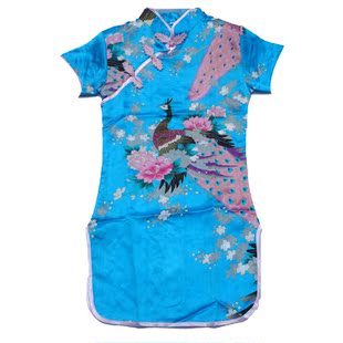  女童旗袍夏装/儿童旗袍/古典童装唐装 仿真丝舞台服小公主3色