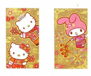  香港正版Sanrio Hello Kitty金色特大利是封 红包 4枚装 现货特价