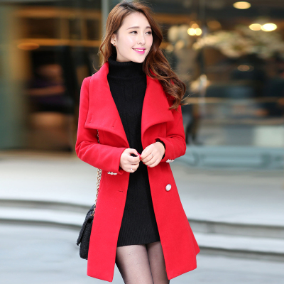 阿依莲2014春秋新款韩版女装<em>毛呢大衣</em>女<em>中长</em>